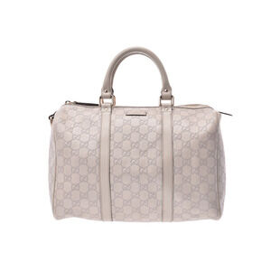 Gucci Guccissima Boston Bag Ivory White Sterling Leather Handbag